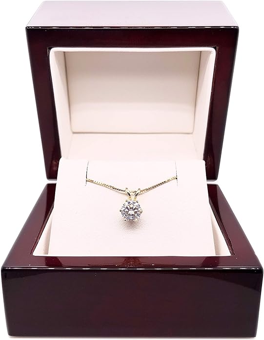 1/2–3 1/2 Ct Moissanite & Diamond Solitaire Pendant in 14K Gold (J-K) – Adjustable 16–18'' Chain, 6-Prong Setting